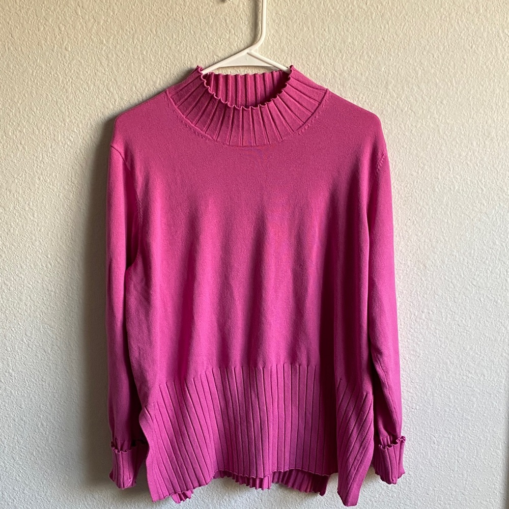 Ulla Popken Pink Ribbed Knit Sweater